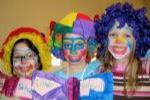 Girls in Clown Costumes